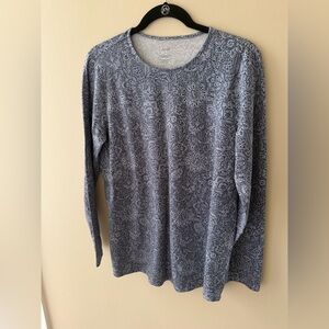 SOLD - J. Jill Navy and White Patterned Blouse